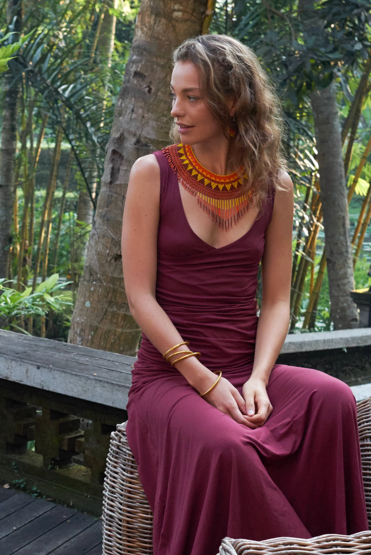 BAMBOO THAI SKIRT BURGUNDY