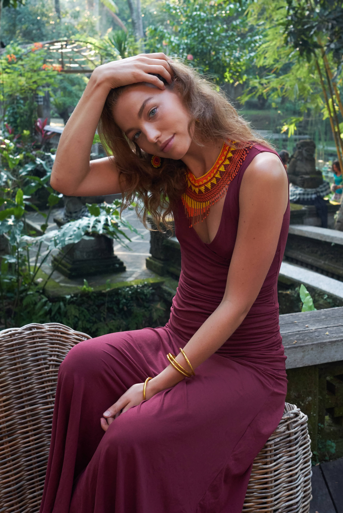 BAMBOO THAI SKIRT BURGUNDY