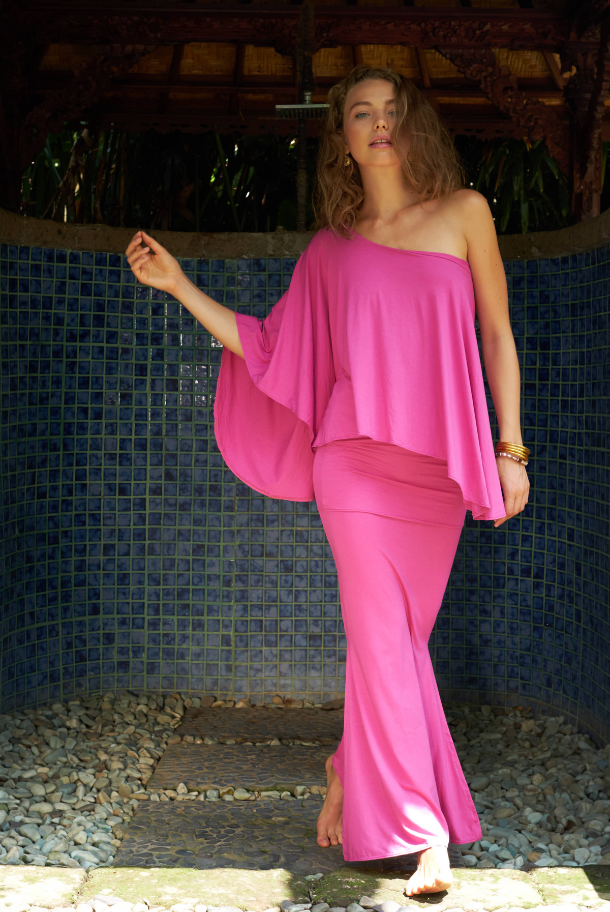 BAMBOO SIDE SLIT SKIRT LIPSTICK PINK