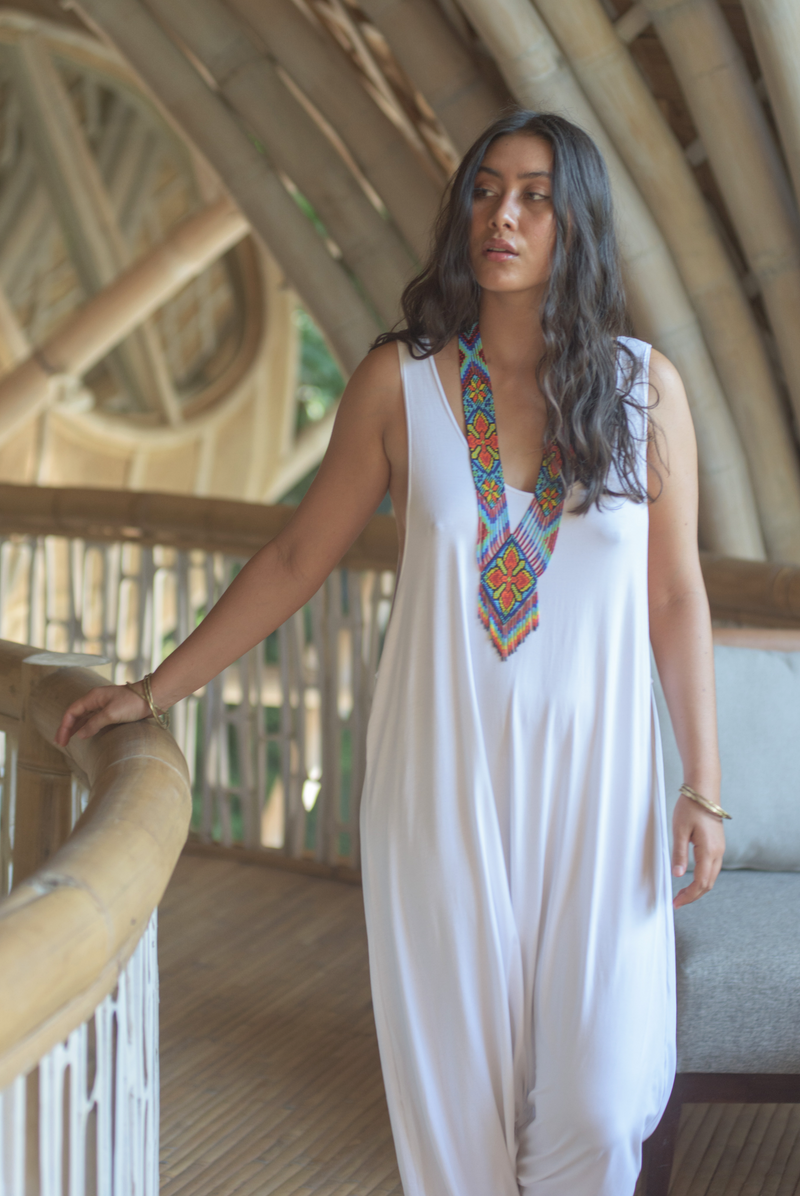 BAMBOO BAGGY JUMPSUIT WHITE