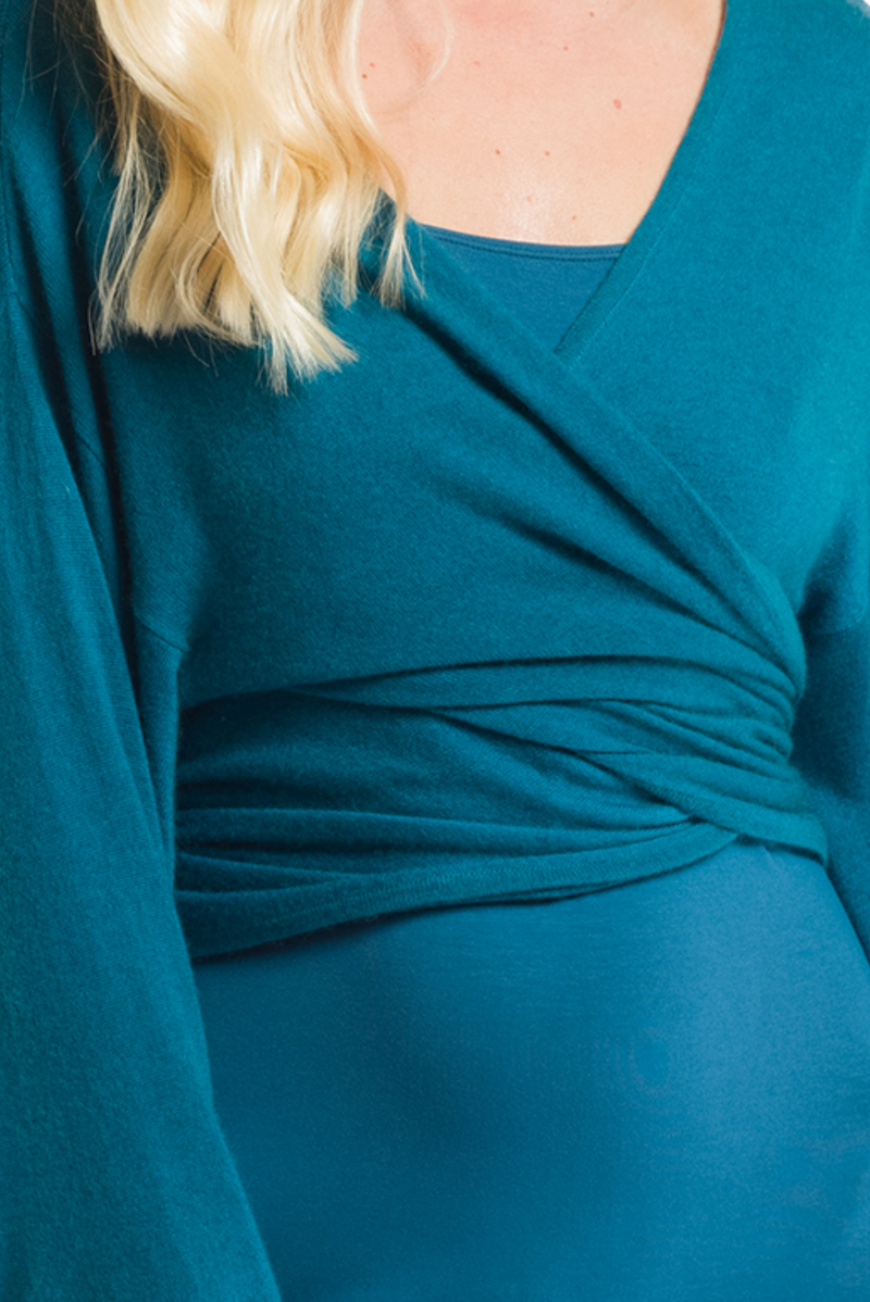 100% CASHMERE ULTRA FINE DRAPED SHRUG TEAL