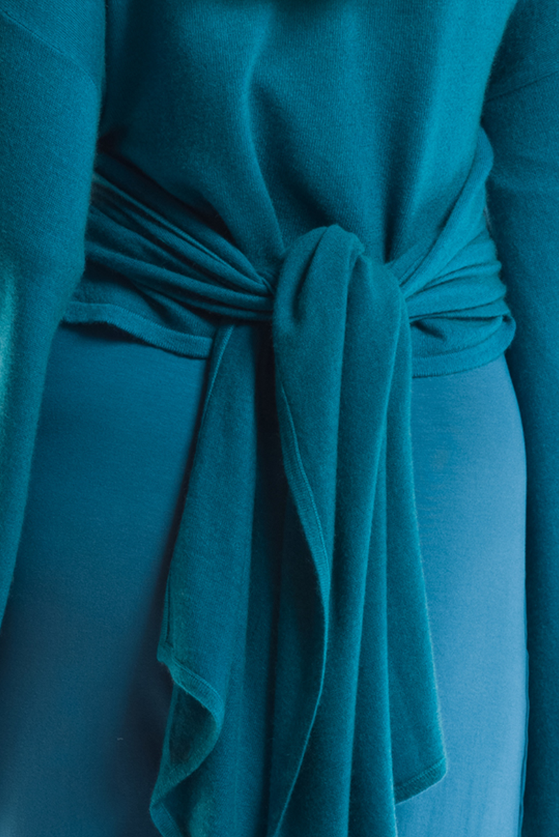 100% CASHMERE ULTRA FINE DRAPED SHRUG TEAL