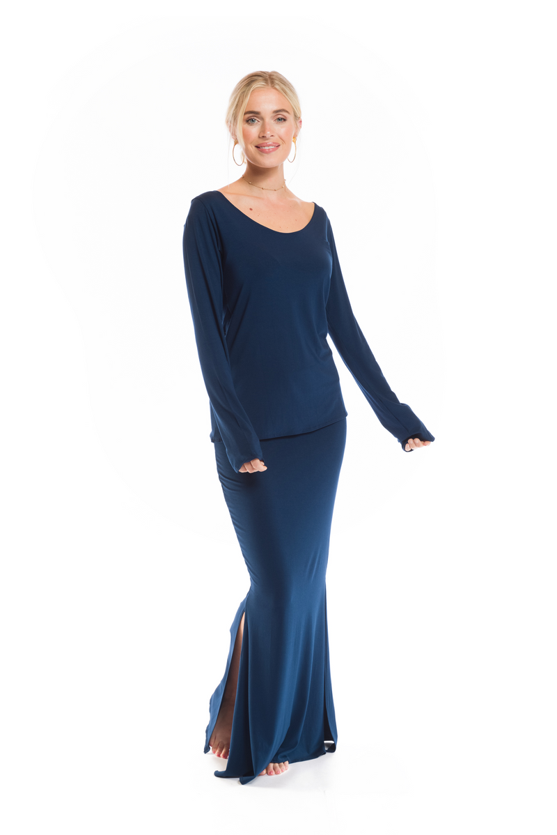 BAMBOO LONG SLEEVE TOP NAVY