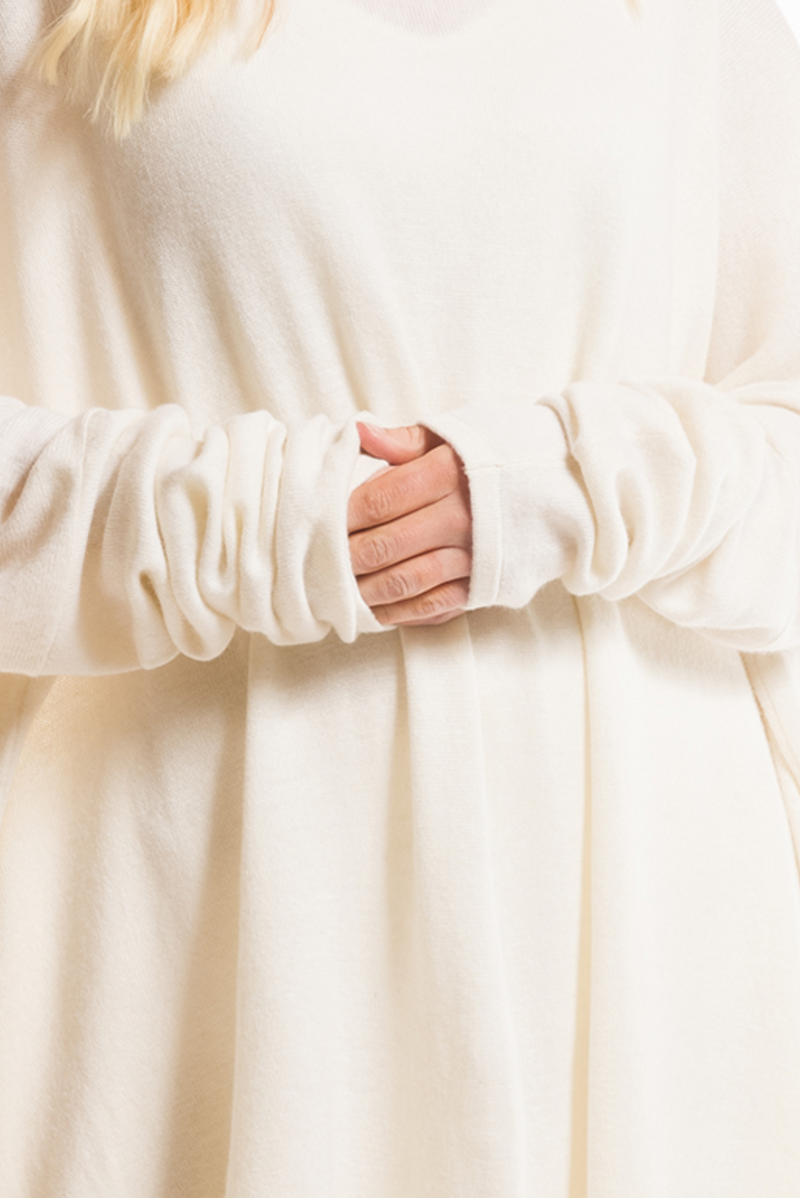 100% 2 PLY CASHMERE SNUGGLE BOX JUMPER WINTER WHITE