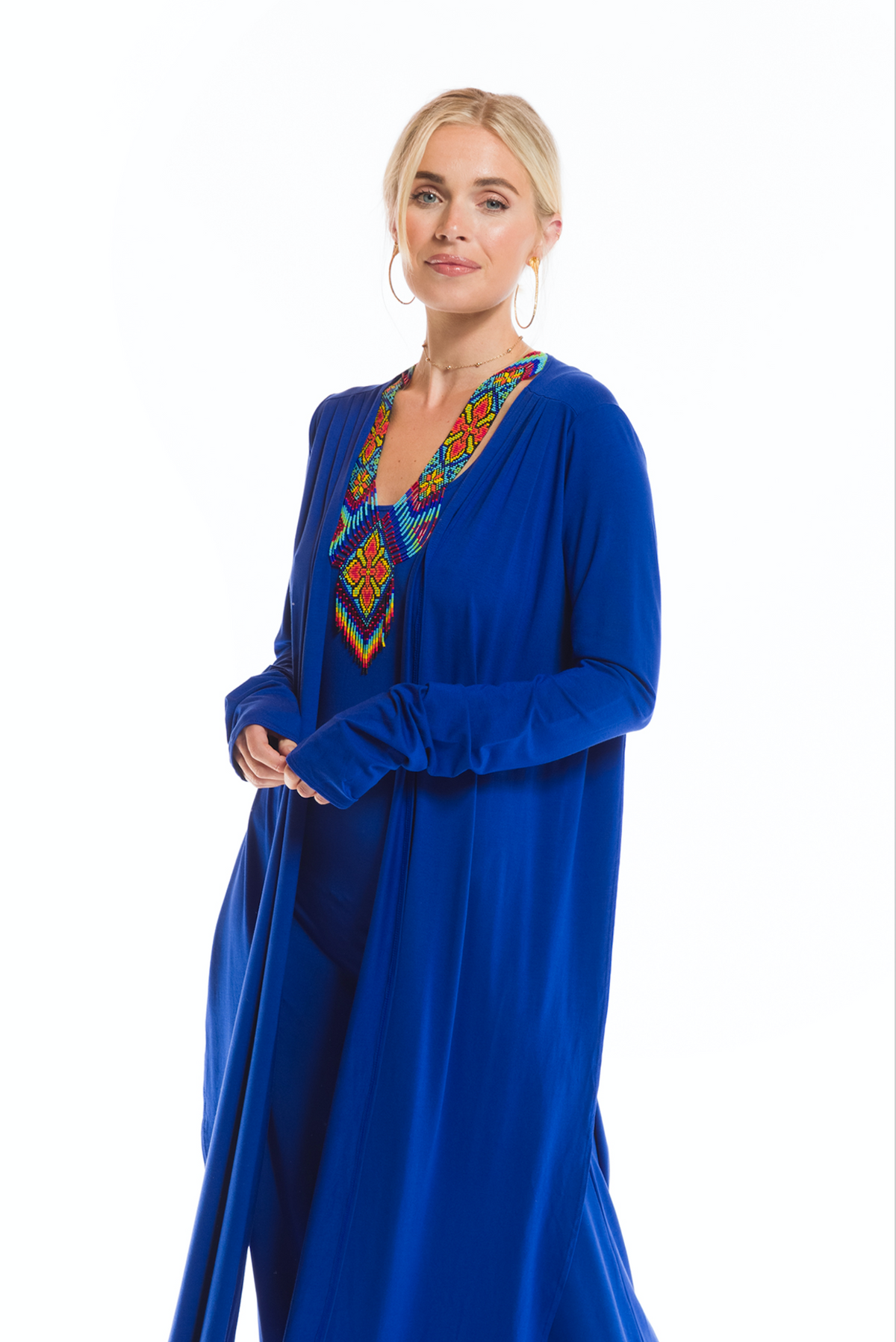 BAMBOO DRAPE SHRUG COBALT BLUE