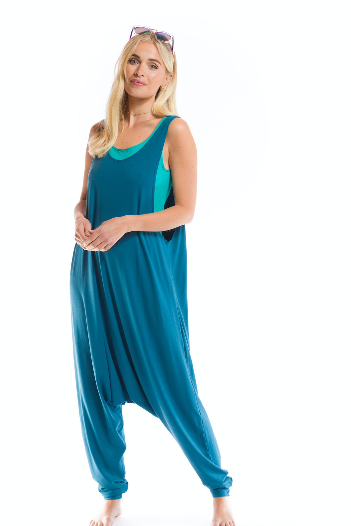 BAMBOO BAGGY JUMPSUIT TEAL