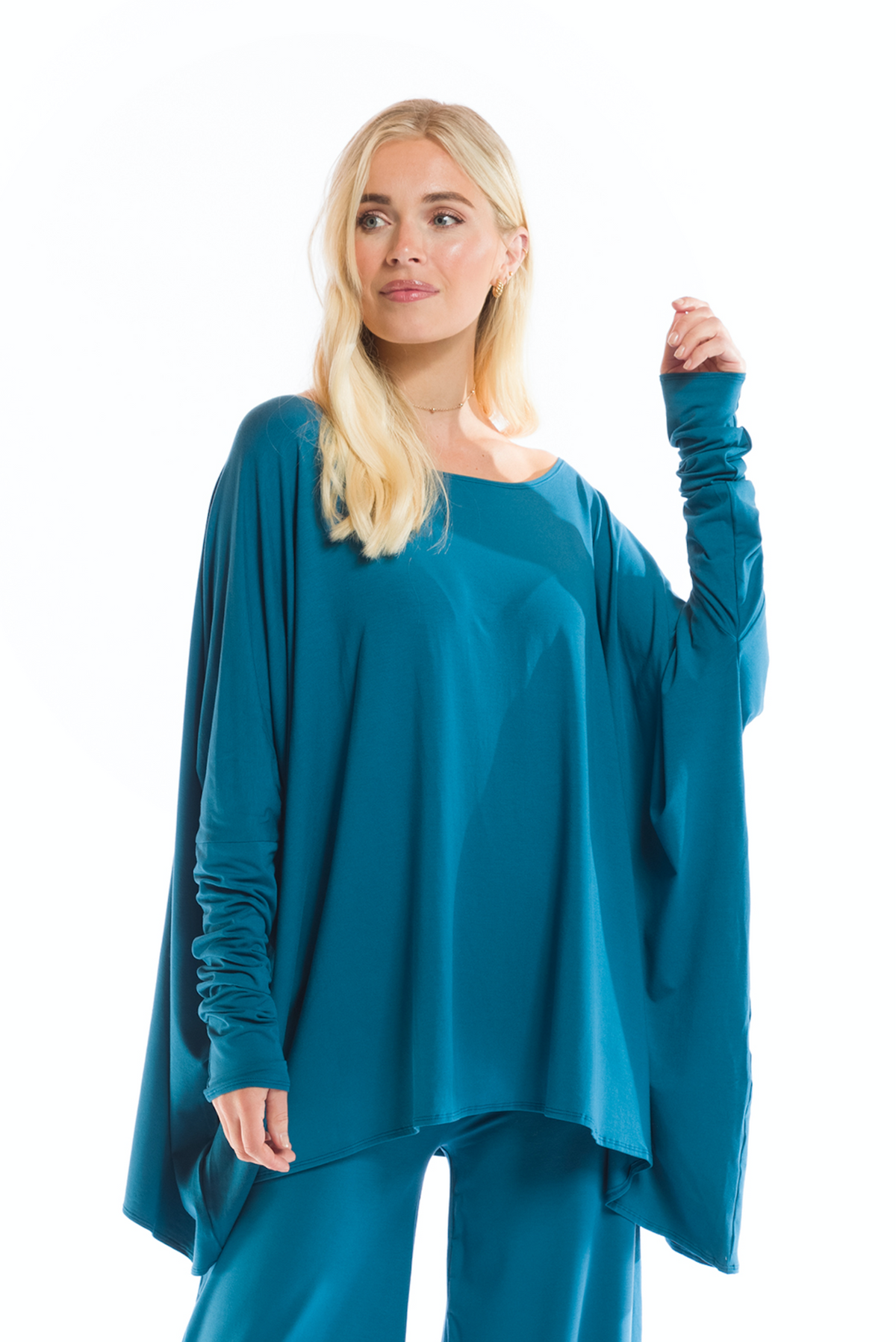 BAMBOO BAGGY BOX TOP TEAL