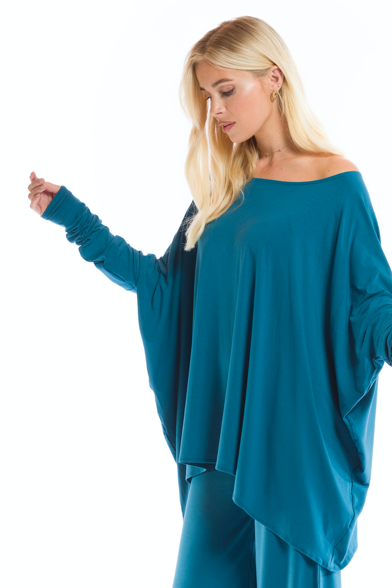 BAMBOO BAGGY BOX TOP TEAL