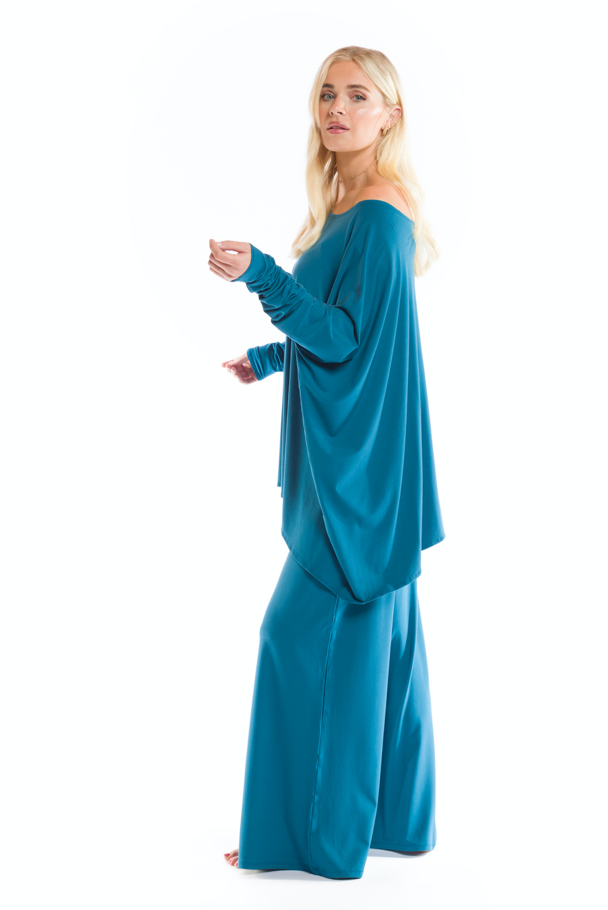 BAMBOO BAGGY BOX TOP TEAL