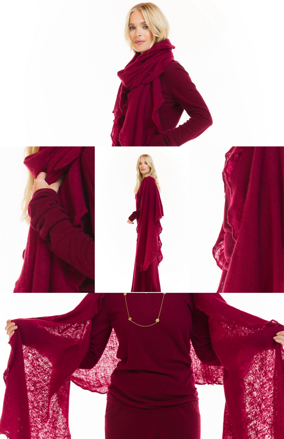 100% CASHMERE FELTED SCARF BURGUNDY