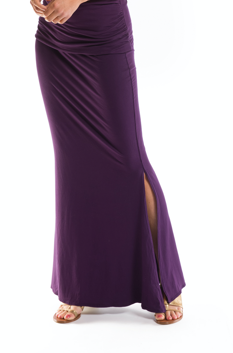 BAMBOO SIDE SLIT SKIRT DEEP PURPLE