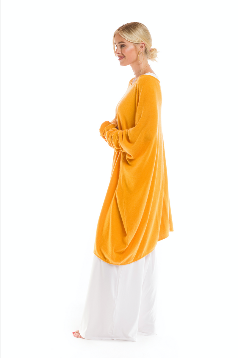 100% 2 PLY CASHMERE SNUGGLE BOX JUMPER TIBETAN YELLOW