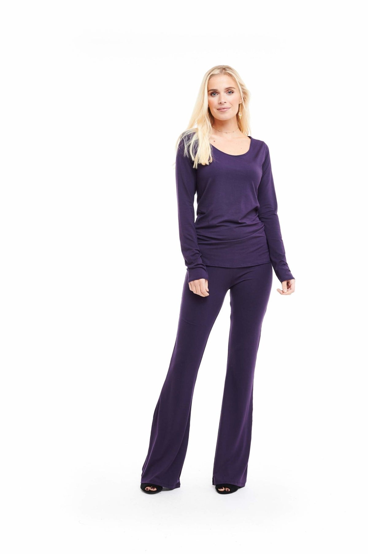 Bamboo Long Sleeve Top Deep Purple - MUDRA