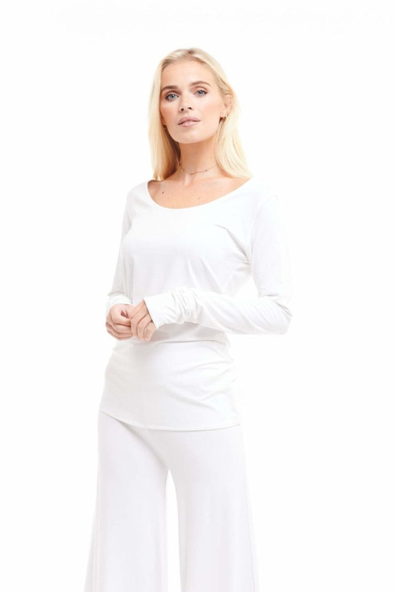 Bamboo Long Sleeve Top White - MUDRA