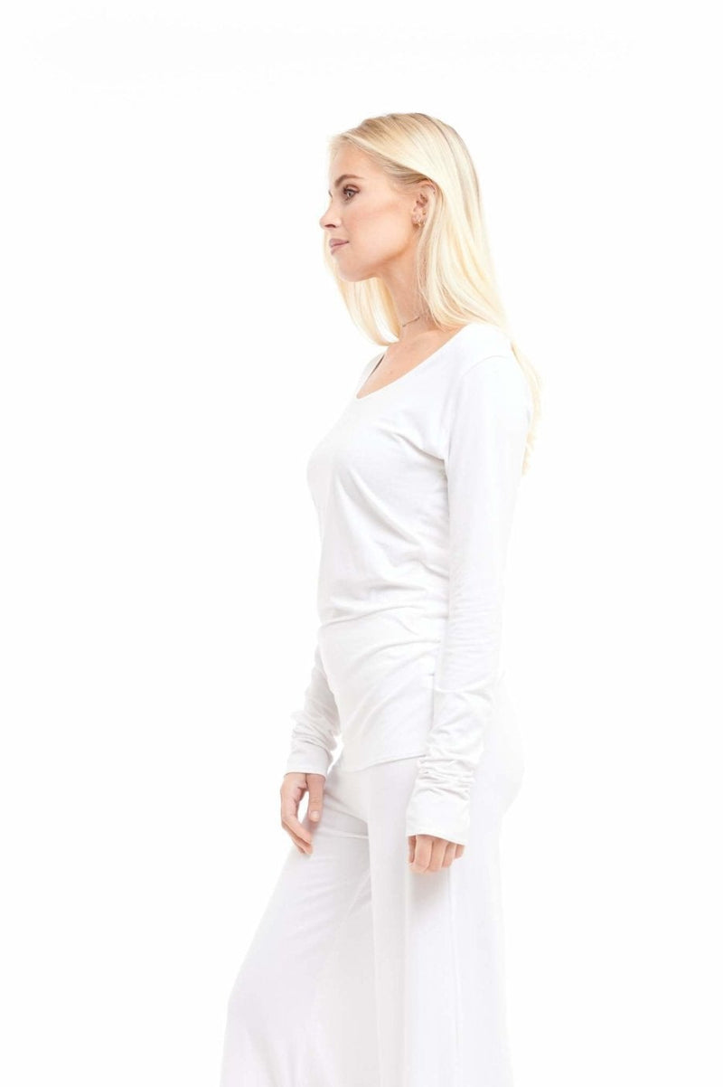 Bamboo Long Sleeve Top White - MUDRA