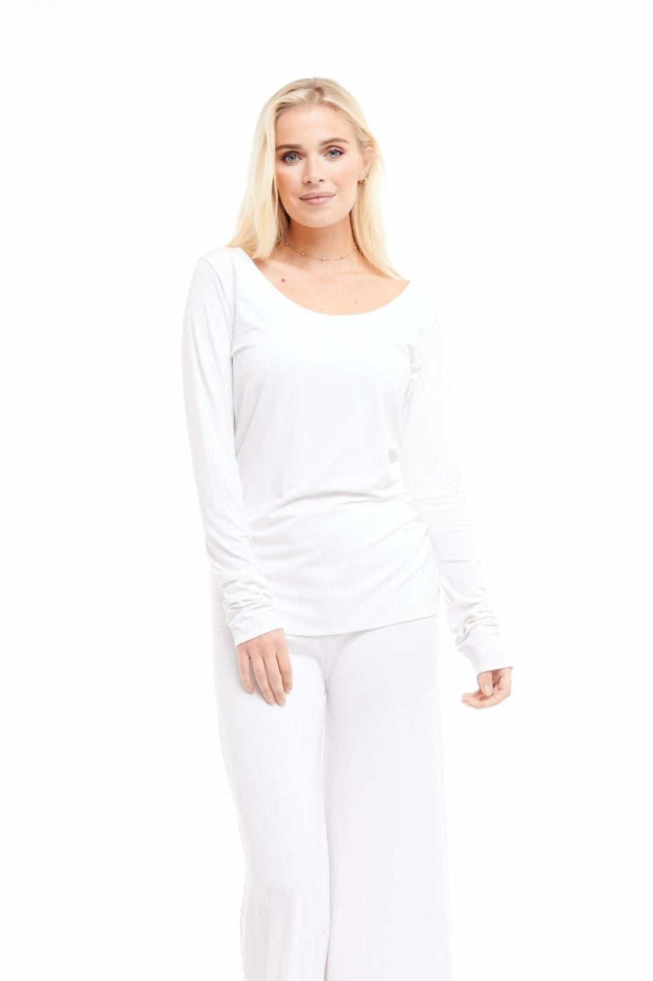 Bamboo Long Sleeve Top White - MUDRA