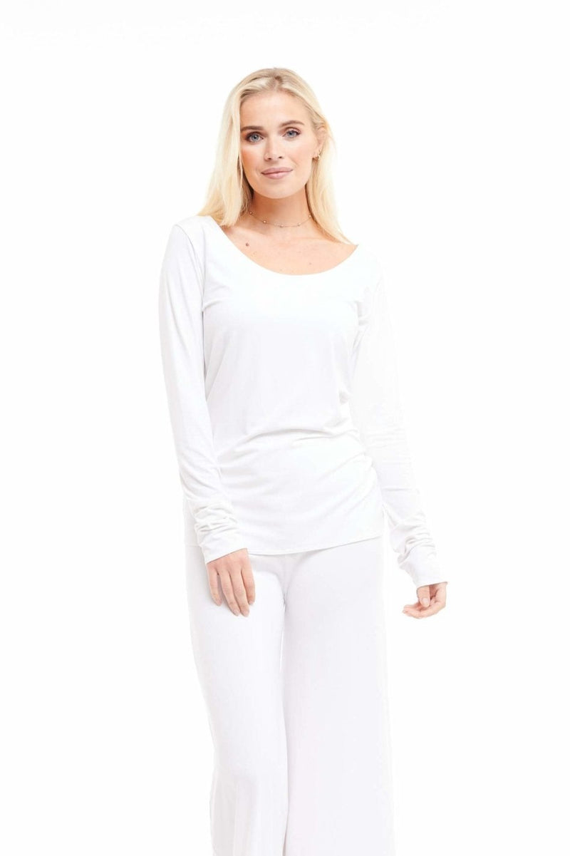 Bamboo Long Sleeve Top White - MUDRA