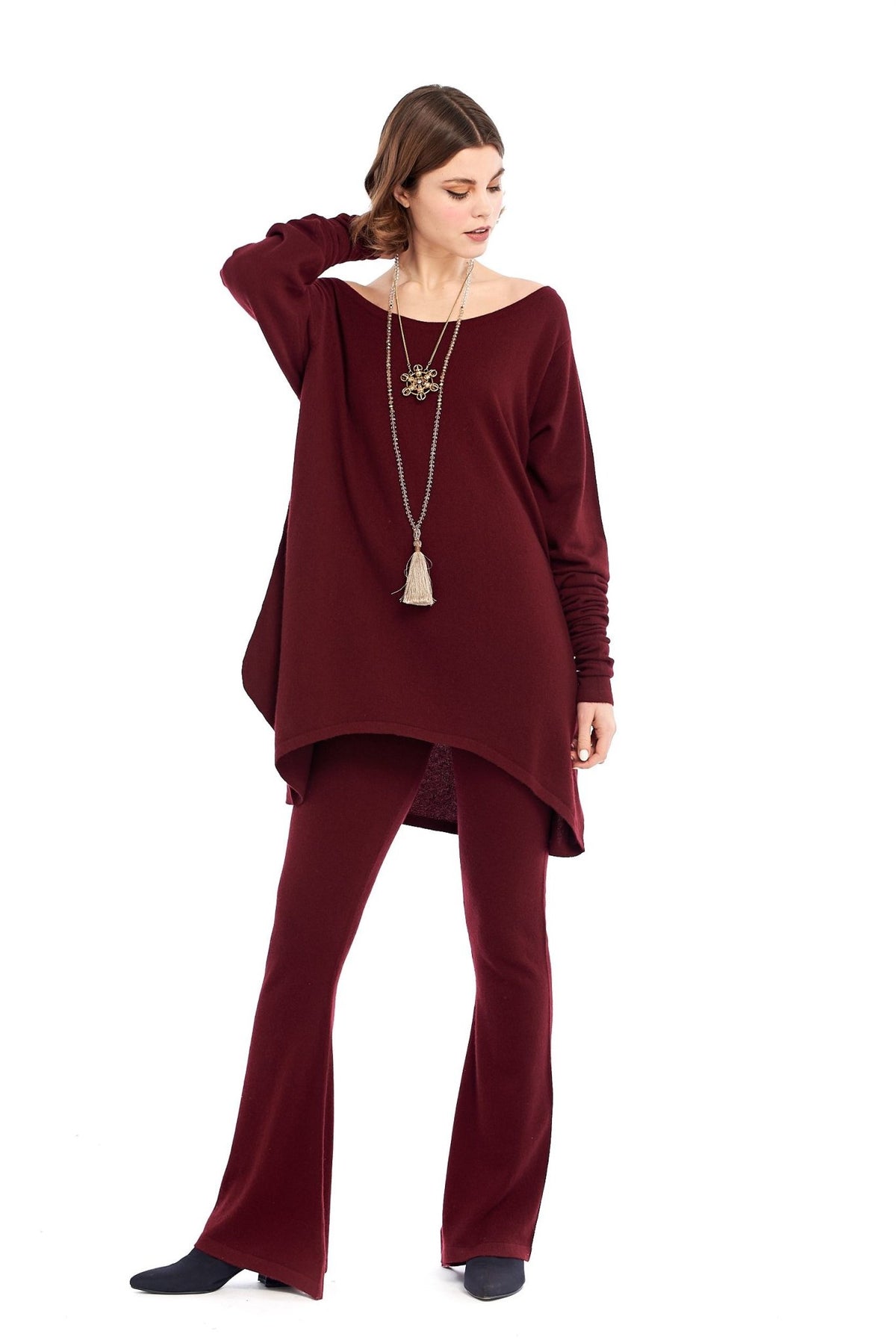 Cashmere Soul Yoga Pants Burgundy - MUDRA