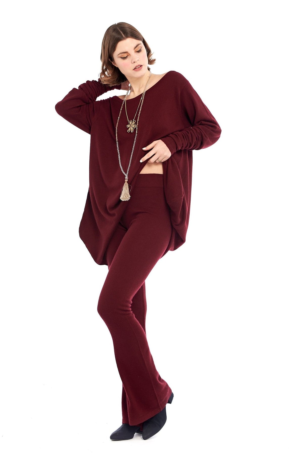 Cashmere Soul Yoga Pants Burgundy - MUDRA