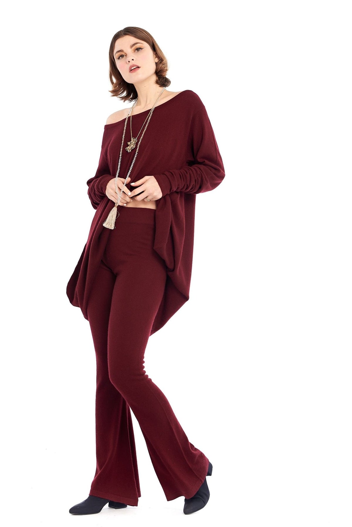 Cashmere Soul Yoga Pants Burgundy - MUDRA