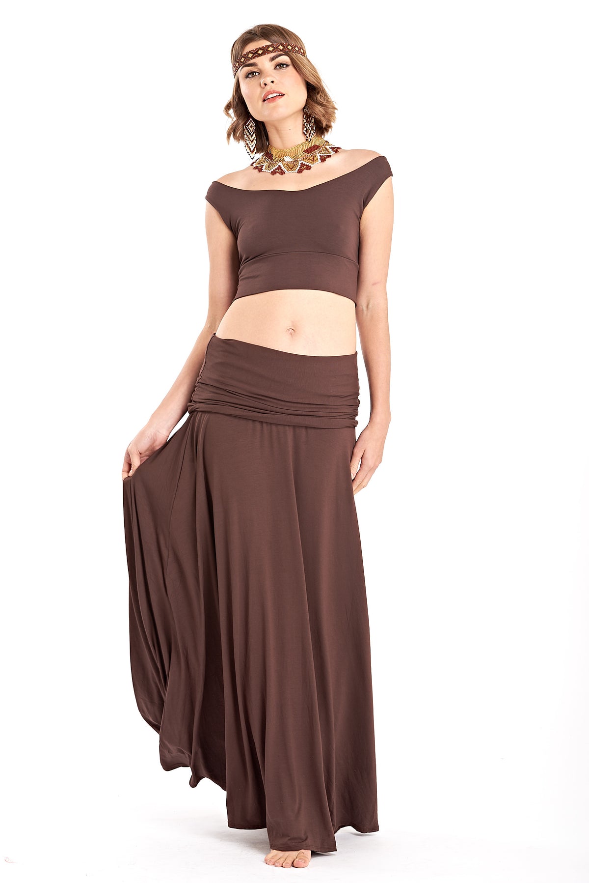 Bamboo Flamenco Skirt Brown - MUDRA
