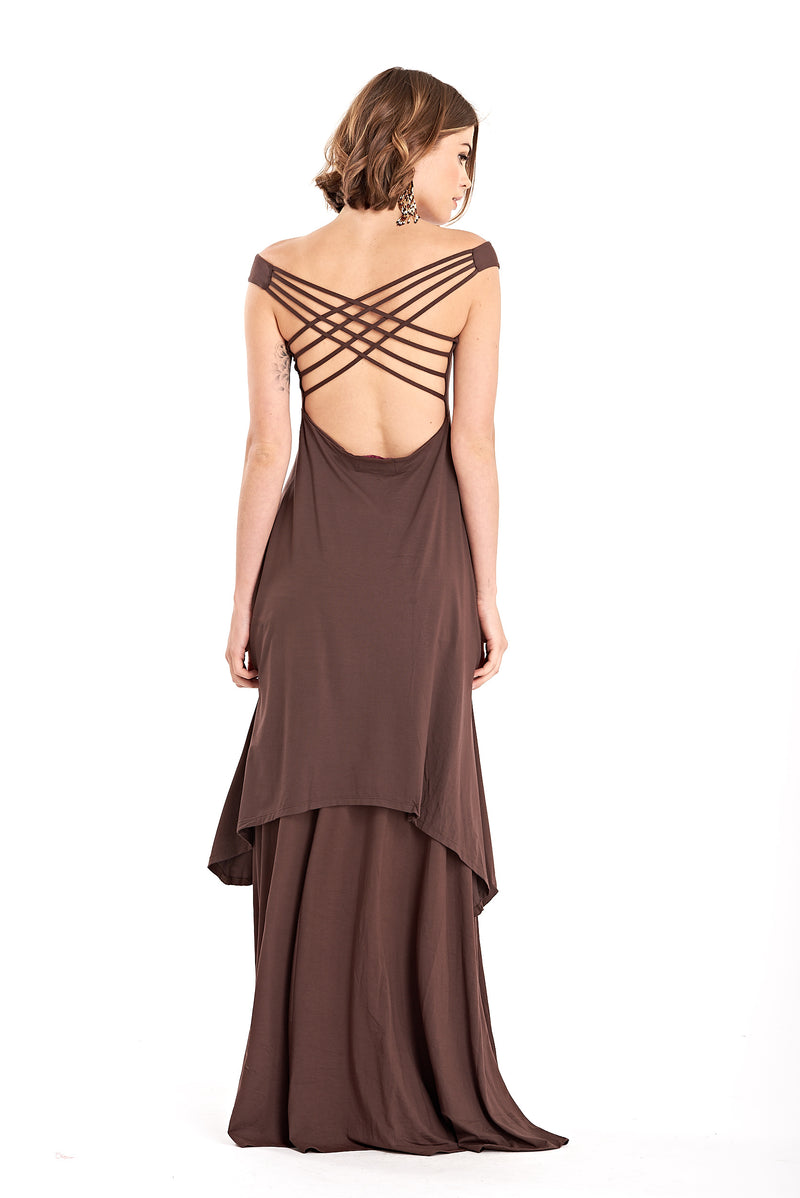 Bamboo Flamenco Skirt Brown - MUDRA