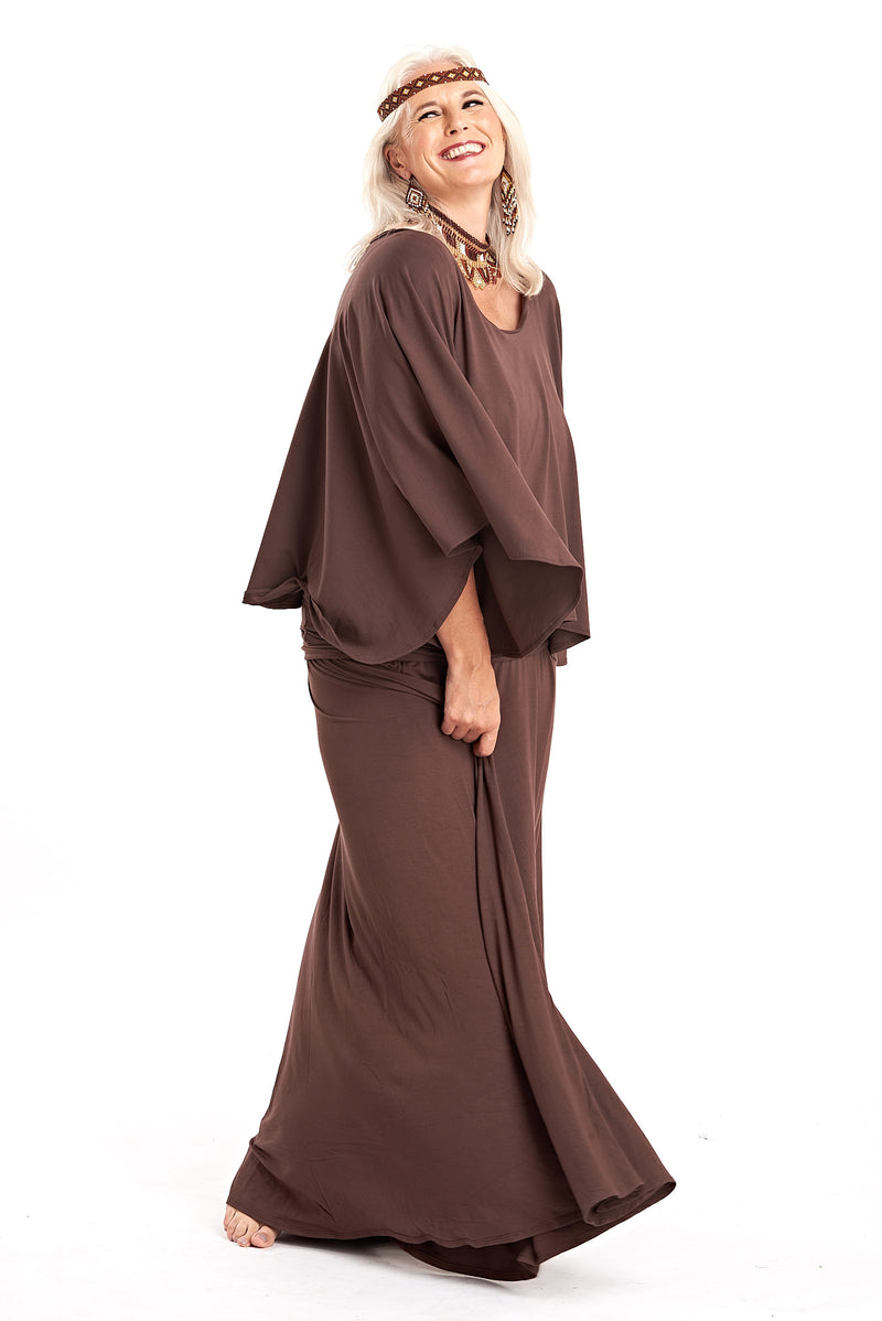 Bamboo Flamenco Skirt Brown - MUDRA