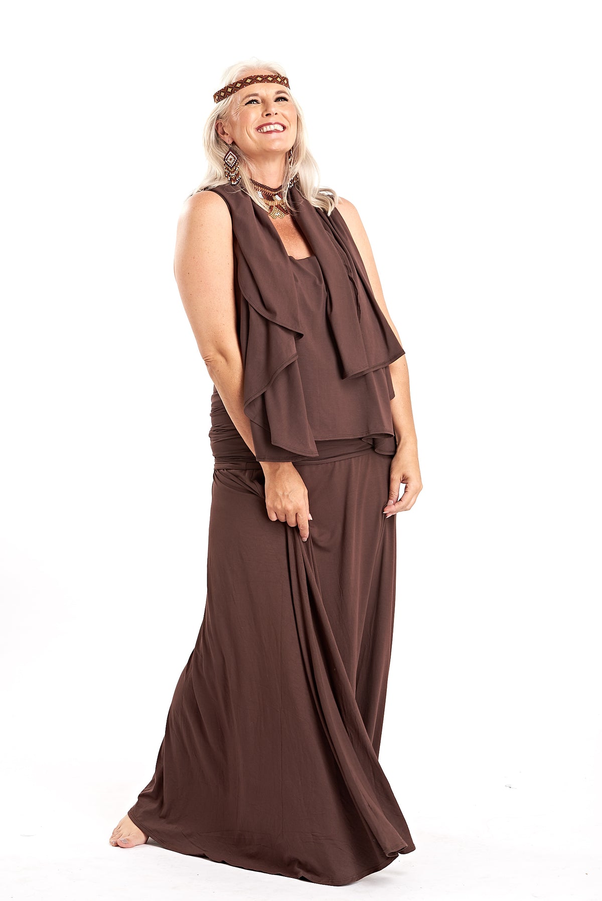 Bamboo Flamenco Skirt Brown - MUDRA